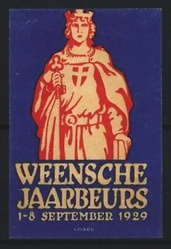 Reklamemarke Wien, Weensche Jaarbeurs 1929, König mit Krone
