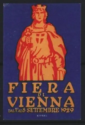 Reklamemarke Wien, Fiera di Vienna 1929, Figur mit Szepter
