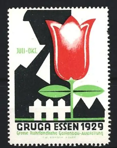 Reklamemarke Essen, Gruga 1929, Rote Tulpe
