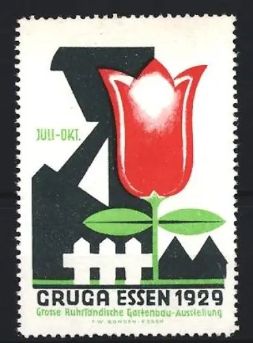 Reklamemarke Essen, Gruga Essen 1929, Rote Tulpe