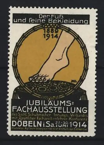 Reklamemarke Döbeln, Der Fuss und seine Bekleidung 1914, Fuss auf Sockel