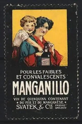 Reklamemarke Prag, Manganillo, Mutter mit Kind