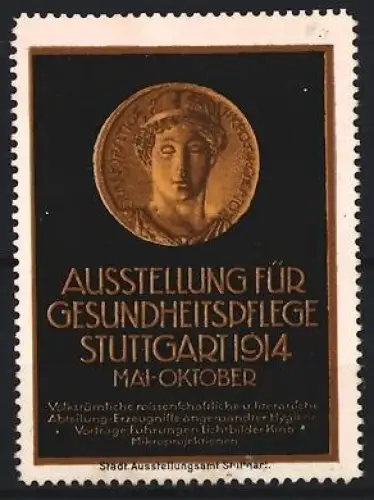 Reklamemarke Stuttgart, Ausstellung für Gesundheitspflege 1914, Büste einer Frau