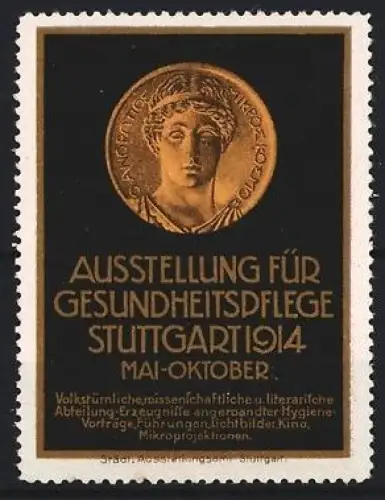 Reklamemarke Stuttgart, Ausstellung für Gesundheitspflege 1914, Medaillonkopf