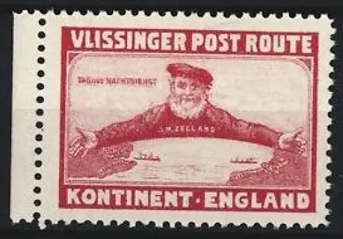 Reklamemarke Vlissingen, Vlissinger Postroute, Seemann mit ausgestreckten Armen