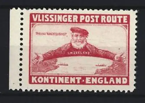 Reklamemarke Vlissingen, Vlissinger Post Route, Seemann mit Karte