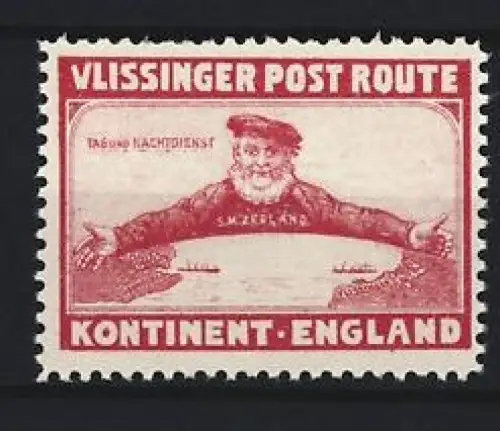 Reklamemarke Vlissingen, Vlissinger Post Route, Seemann mit ausgebreiteten Armen