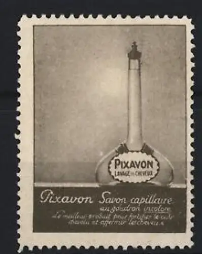 Reklamemarke Pixavon, Savon capillaire, Flasche