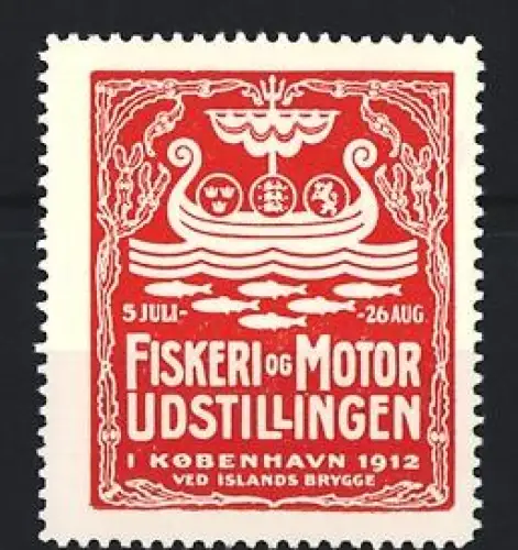 Reklamemarke Kopenhagen, Fiskeri og Motor Udstillingen 1912, Wikingerboot
