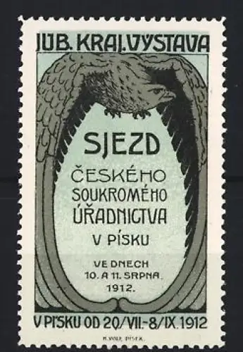 Reklamemarke Písek, Sjezd Ceského Soukromého Úrednictva 1912, Adler