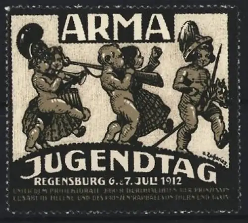 Reklamemarke Regensburg, Jugendtag 1912, musizierende Kinder