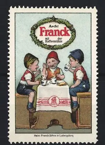 Reklamemarke Aecht Franck Kaffee, Kinder beim Kaffeegenuss