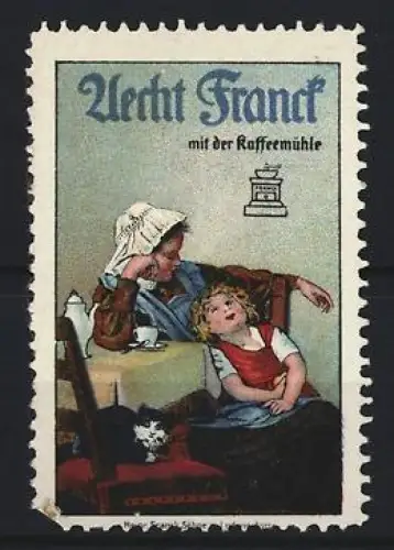 Reklamemarke Aecht Franck Kaffeezusatz, Familie am Tisch