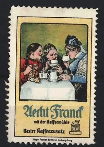 Reklamemarke Ludwigsburg, Aecht Franck, Kaffeetrinker am Tisch
