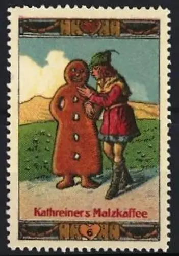 Reklamemarke Kathreiners Malzkaffee, Lebkuchenfrau