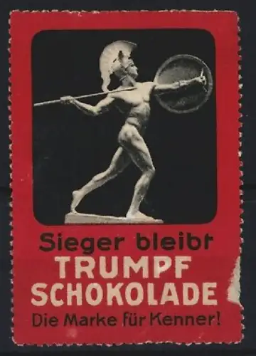 Reklamemarke Trumpf Schokolade, Speerwerfer-Statue