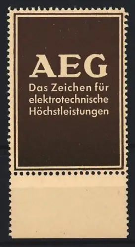 Reklamemarke AEG, Das Zeichen für elektrotechnische Höchstleistungen, Logo