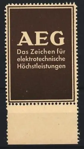 Reklamemarke AEG, Elektrotechnische Höchstleistungen