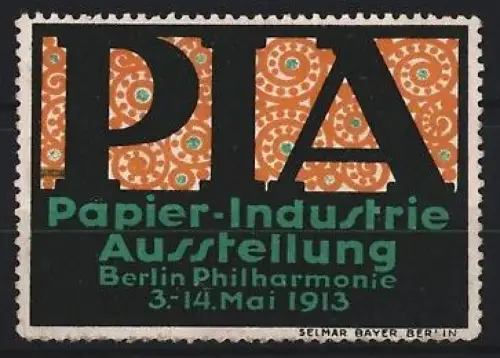 Reklamemarke Berlin, Papier-Industrie Ausstellung 1913, PIA