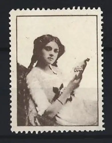 Reklamemarke Mundwasser Odol, Mädchen mit Flasche in der Hand