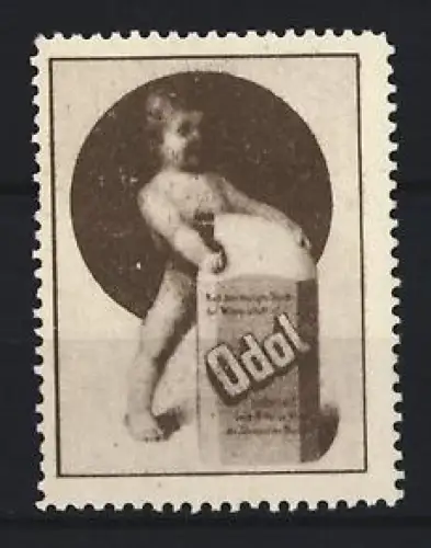 Reklamemarke Mundwasser Odol, Kind mit Odol-Flasche