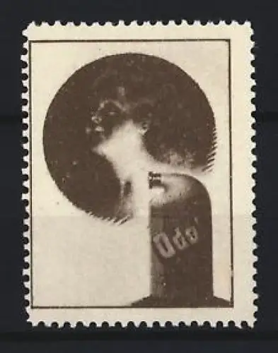 Reklamemarke Odol, Frauenprofil mit Mundwasser-Flasche