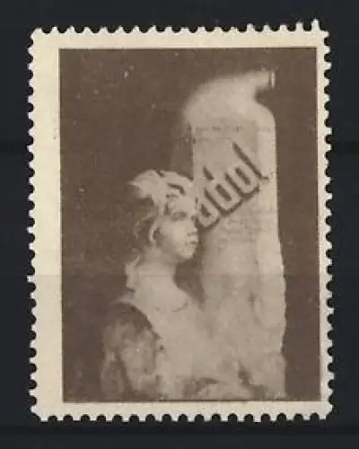 Reklamemarke Mundwasser Odol, Büste mit Flasche