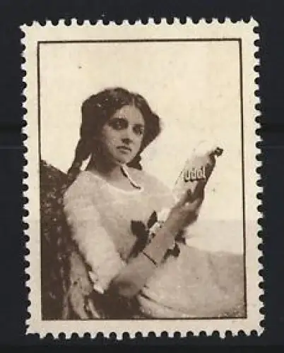 Reklamemarke Mundwasser Odol, Mädchen mit Flasche