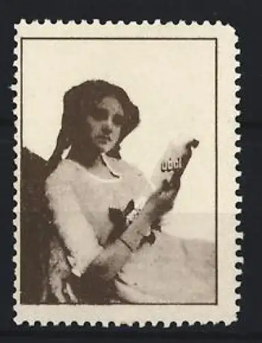 Reklamemarke Mundwasser Odol, Mädchen hält eine Flasche