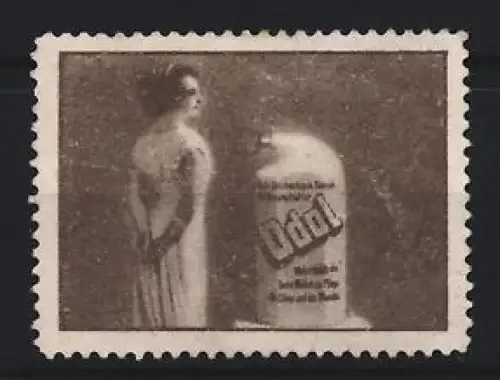 Reklamemarke Odol, Mundwasser, Frau und Flasche