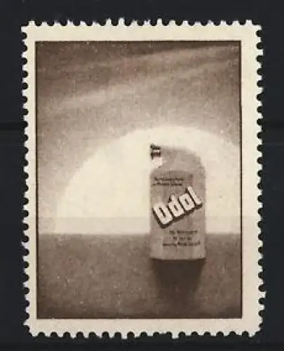 Reklamemarke Odol, Mundwasser, Flasche vor Sonnenaufgang