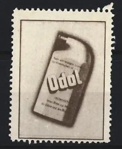 Reklamemarke Odol, Flasche mit Schriftzug