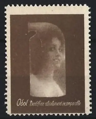 Reklamemarke Odol Dentifrice, Frau im Profil