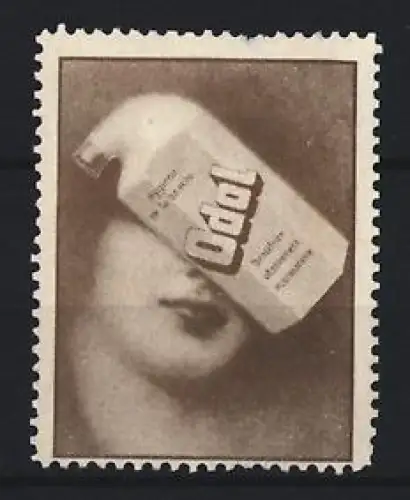 Reklamemarke Odol, Mundwasser, Flasche über Gesicht