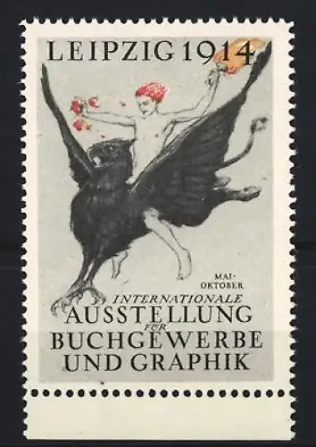 Reklamemarke Leipzig, Internationale Ausstellung für Buchgewerbe und Graphik 1914, Greif