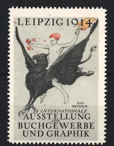 Reklamemarke Leipzig, Internationale Ausstellung für Buchgewerbe und Graphik 1914, Fliegender Greif