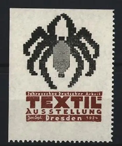 Reklamemarke Dresden, Textil Ausstellung 1924, stilisierte Spinne