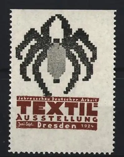 Reklamemarke Dresden, Textil-Ausstellung 1924, Spinne-Symbol