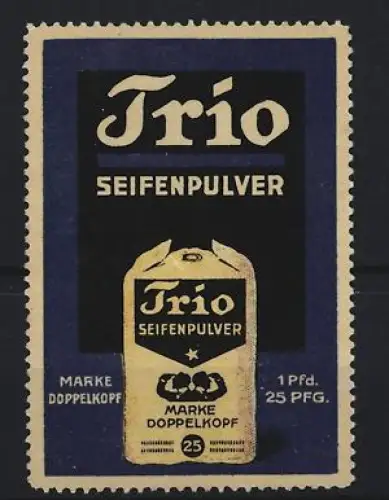 Reklamemarke Trio Seifenpulver, Marke Doppelkopf, Seifenpackung