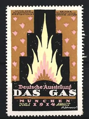 Reklamemarke München, Deutsche Ausstellung Das Gas 1914, Flamme