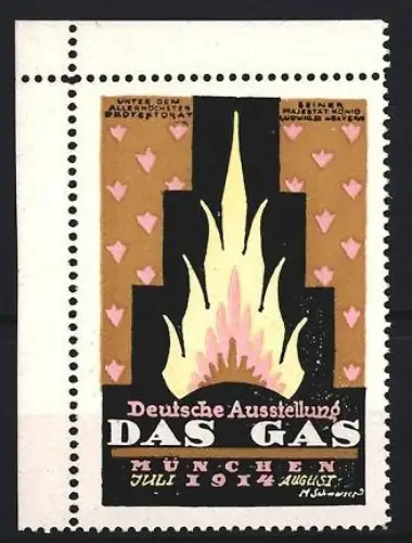 Reklamemarke München, Deutsche Ausstellung Das Gas 1914, Flamme