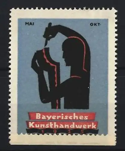 Reklamemarke Bayerisches Kunsthandwerk 1925, Silhouette eines Handwerkers