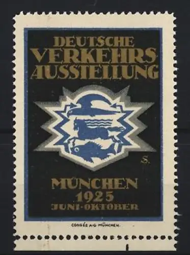 Reklamemarke München, Deutsche Verkehrsausstellung 1925, Rennpferd