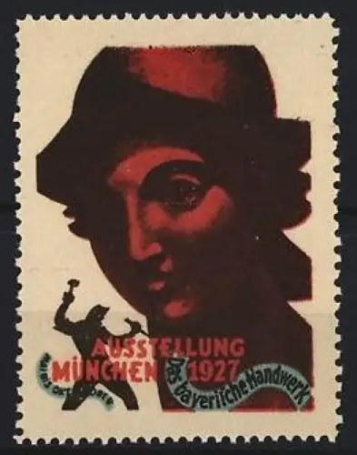 Reklamemarke München, Ausstellung Das bayerische Handwerk 1927, Bildhauer, Skulptur