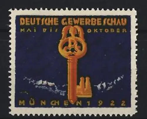 Reklamemarke München, Deutsche Gewerbeschau 1922, Schlüssel und Gebirge