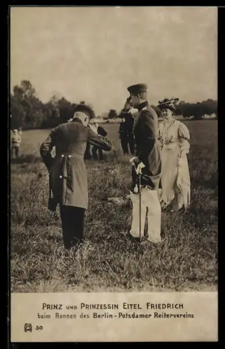 AK Prinz und Prinzessin Eitel Friedrich beim Rennen des Berlin-Potsdamer Reitervereins