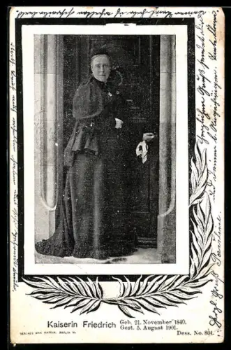 AK Kaiserin Friedrich mit Lebensdaten 1840-1901