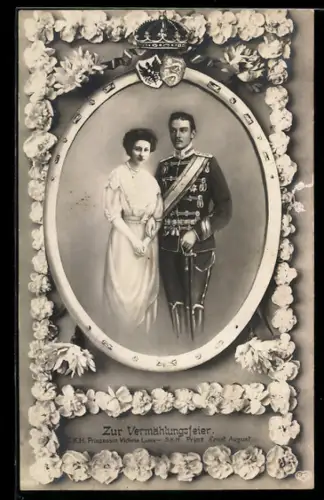 AK Zur Vermählungsfeier, Prinzessin Victoria-Luise und Prinz Ernst August
