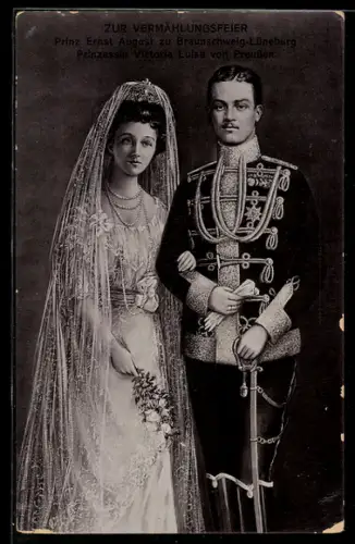 AK Prinz Ernst-August zu Braunschweig-Lüneburg und Prinzessin Viktiria Luise von Preussen bei der Vermählung