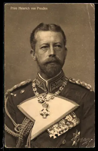 AK Prinz Heinrich von Preussen, Portrait in Uniform mit Pour le Merite und Honzenollernschem Hausorden